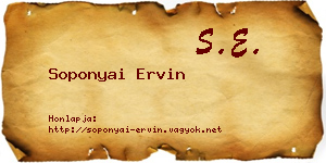 Soponyai Ervin névjegykártya